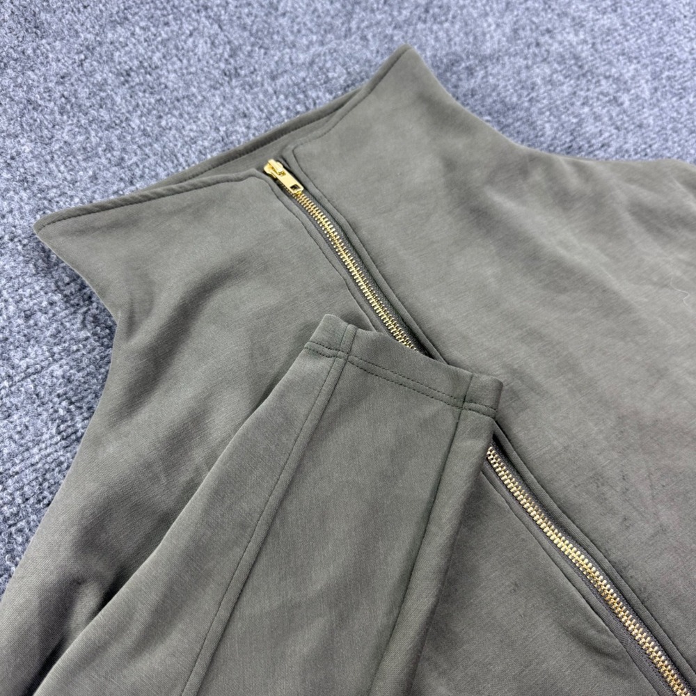 Charlotte Avery Full Zip Jacket Small Olive Green Mock Neck Modal Blend Womens